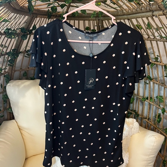 *NEW* Polka Dot Black Top - Picture 1 of 3